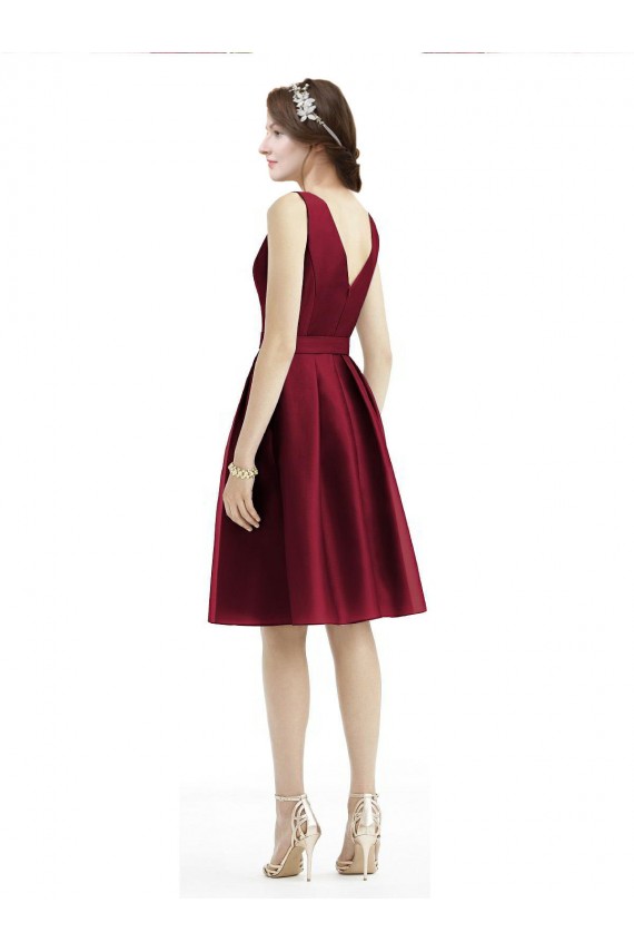 Sem Mangas Barco Cetim Linha A Vestidos de Madrinha / Vestidos de Cocktail / Vestidos de Homecoming