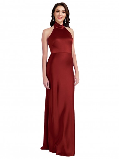 Sem Mangas Cabeçada Sem encosto Cetim Elástico Linha A Vestidos de Madrinha / Vestidos de Noite / Vestidos de Festa