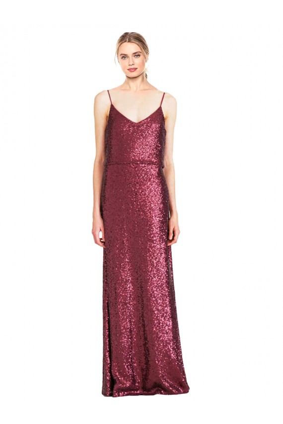 Sem Mangas Cabeçada Lantejoulas Linha A Vestidos de Madrinha / Vestidos de Noite / Vestidos de Festa