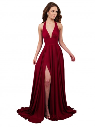 Sem Mangas Cabeçada Abrir de volta Spandex Linha A Vestidos de Madrinha / Vestidos de Noite / Vestidos de Festa