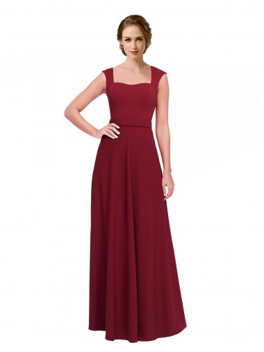 Sem Mangas Decote Quadrado Crepe Esticado Linha A Vestidos de Madrinha / Vestidos de Festa