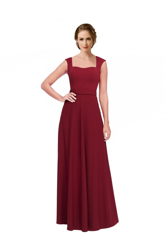 Sem Mangas Decote Quadrado Crepe Esticado Linha A Vestidos de Madrinha / Vestidos de Festa