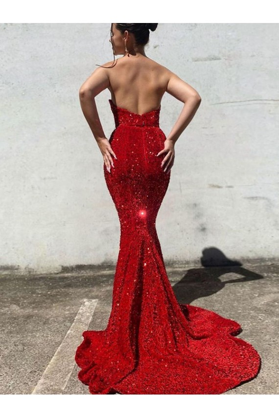 Sem Mangas Amor Lantejoulas Veludo Sereia Vestidos de Festa