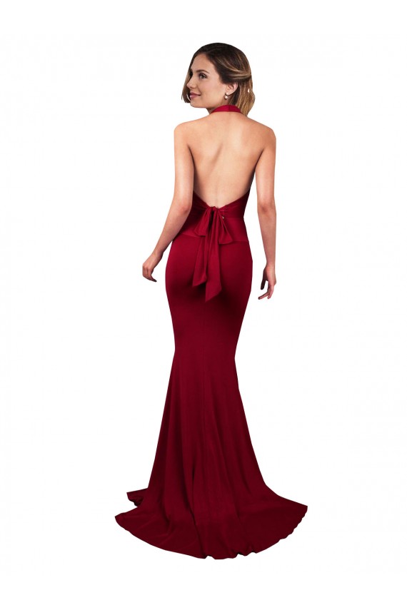 Sem Mangas Cabeçada Abrir de volta Spandex Sereia Vestidos de Madrinha / Vestidos de Noite / Vestidos de Festa