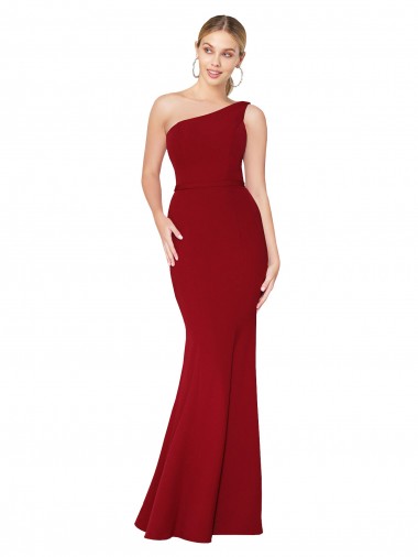 Sem Mangas Um Ombro Crepe Esticado Sereia Vestidos de Madrinha / Vestidos de Noite / Vestidos de Festa