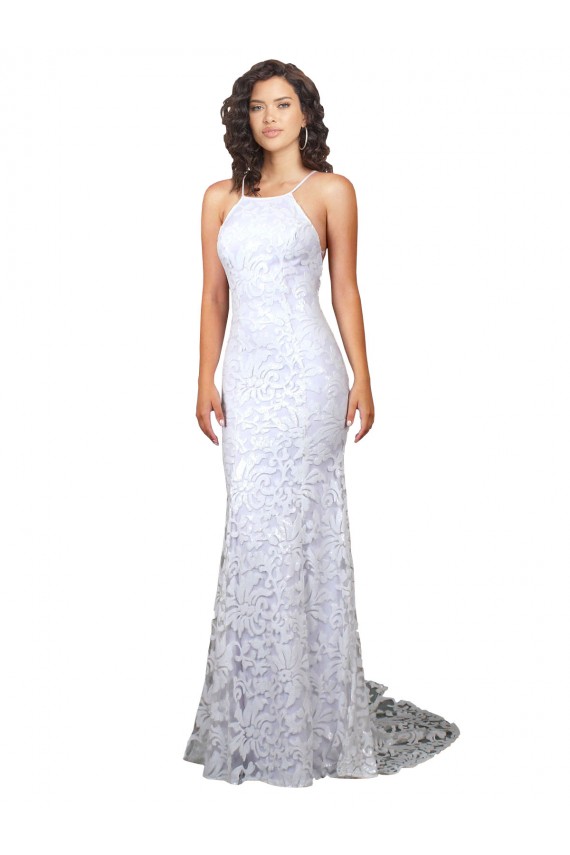 Sem Mangas Decote Alto Lombar Renda Bainha Vestidos de Noiva
