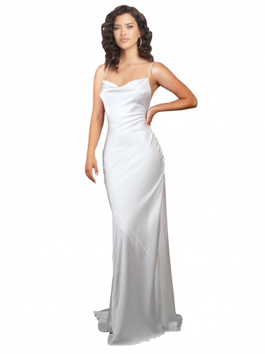 Sem Mangas Decote Capuz Abrir de volta Cetim Sedoso Bainha Vestidos de Noiva