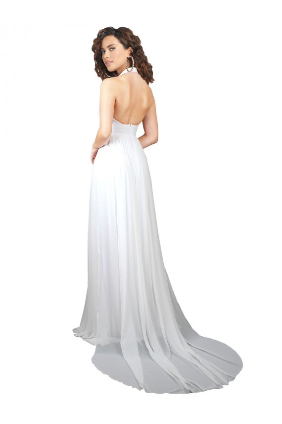 Sem Mangas Decote V Lombar Chiffon Linha A Longo Vestidos de Madrinha