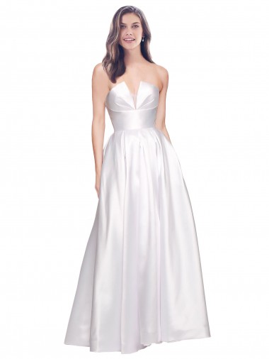 Sem Mangas Sem alças Lombar Cetim Elástico Linha A Vestidos de Madrinha / Vestidos de Noite / Vestidos de Festa