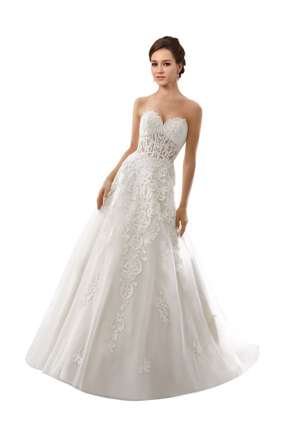 Sem Mangas Amor Tule & Renda Linha A Branco Vestidos de Noiva