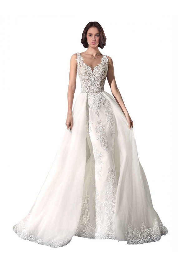 Sem Mangas Amor Tule & Renda Sereia Branco Vestidos de Noiva
