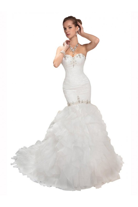 Sem Mangas Amor Tule Sereia Branco Vestidos de Noiva