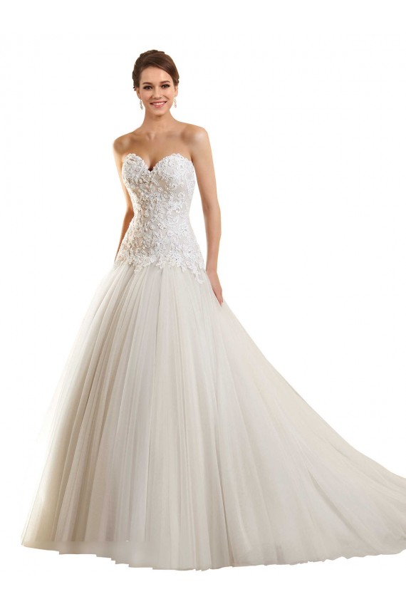 Sem Mangas Amor Tule & Renda Vestido de Baile Longo Vestidos de Noiva
