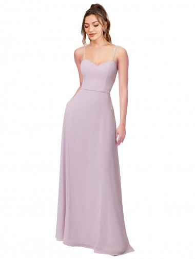Sem Mangas Amor Chiffon Linha A Brilho Rosa Vestidos de Madrinha