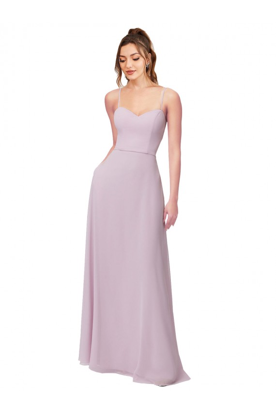 Sem Mangas Amor Chiffon Linha A Brilho Rosa Vestidos de Madrinha
