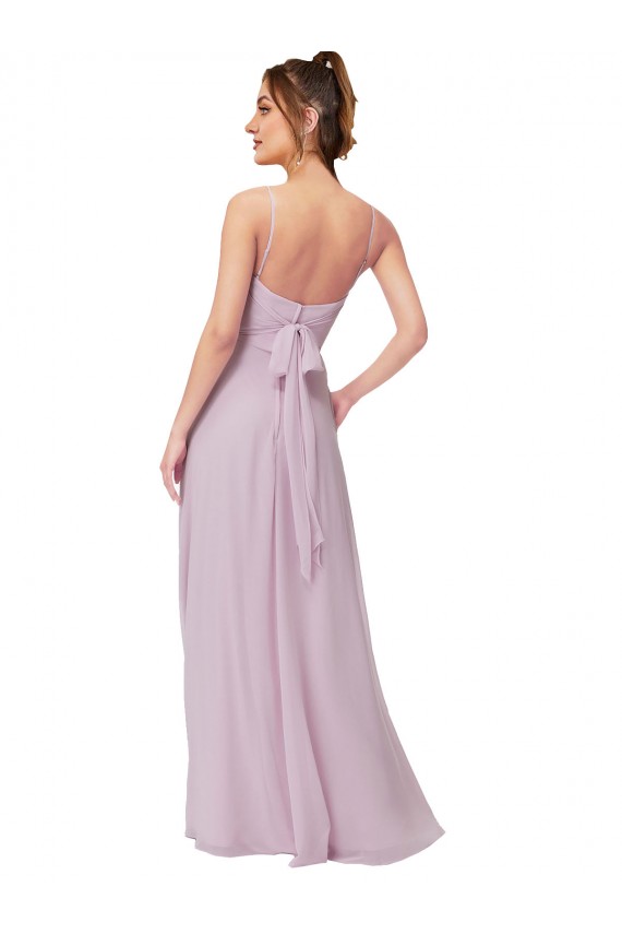 Sem Mangas Amor Chiffon Linha A Brilho Rosa Vestidos de Madrinha