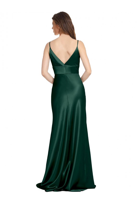 Sem Mangas Alças finas Costas em V Cetim Elástico Bainha Vestidos de Madrinha / Vestidos de Noite / Vestidos de Festa