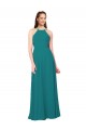 Sem Mangas Decote Alto Criss Cruz Chiffon Bainha Vestidos de Madrinha