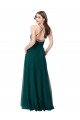 Sem Mangas Decote V Criss Cruz Chiffon Linha A Longo Caçador Verde Vestidos de Madrinha