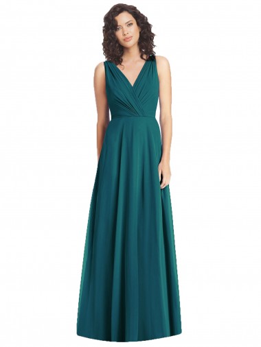 Sem Mangas Decote V Costas em V Chiffon Linha A Vestidos de Festa
