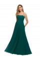Sem Mangas Alças finas Lombar Chiffon Linha A Longo Caçador Verde Vestidos de Madrinha