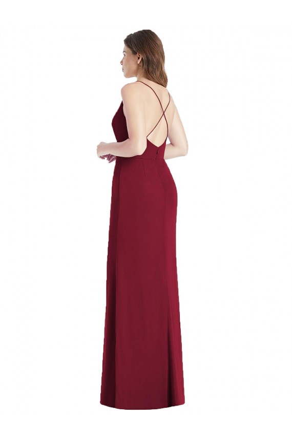 Sem Mangas Alças finas Criss Cruz Chiffon Sereia Vestido de Madrinha