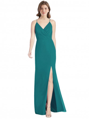 Sem Mangas Alças finas Criss Cruz Chiffon Sereia Vestido de Madrinha