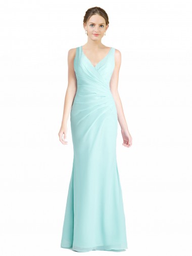 Sem Mangas Decote V Chiffon & Renda Sereia Vestidos de Madrinha
