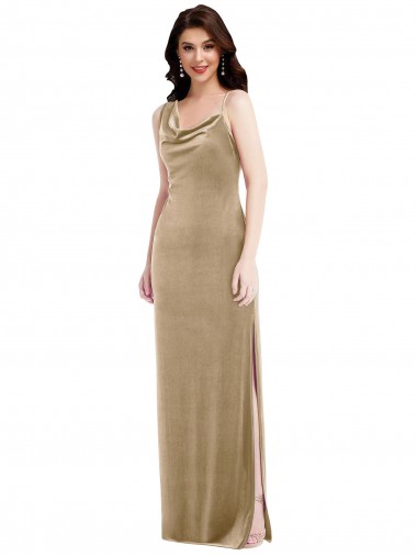 Sem Mangas Um Ombro Veludo Elástico Bainha Longo Vestidos de Madrinha / Vestidos de Noite / Vestidos de Festa