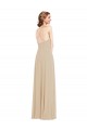 Sem Mangas Decote V Criss Cruz Chiffon Linha A Champanhe Vestidos de Madrinha