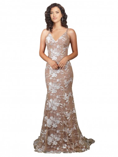 Sem Mangas Decote V Abrir de volta Renda Sereia Vestidos de Noiva