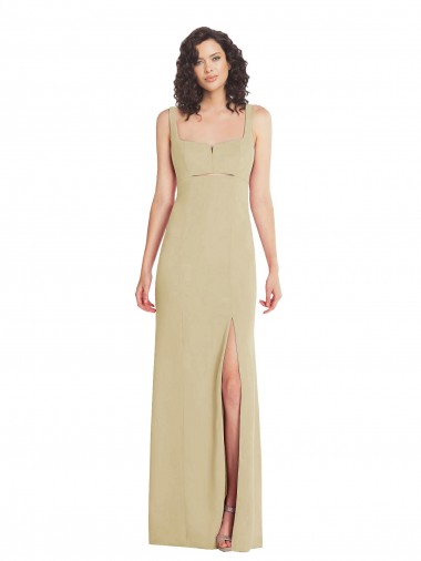 Sem Mangas Decote Quadrado Lombar Crepe Esticado Trombeta Vestidos de Madrinha / Vestidos de Noite / Vestidos de Festa