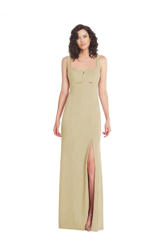Sem Mangas Decote Quadrado Lombar Crepe Esticado Trombeta Vestidos de Madrinha / Vestidos de Noite / Vestidos de Festa