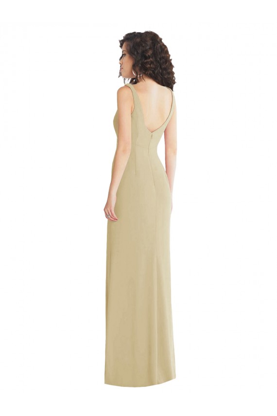 Sem Mangas Decote Quadrado Lombar Crepe Esticado Trombeta Vestidos de Madrinha / Vestidos de Noite / Vestidos de Festa