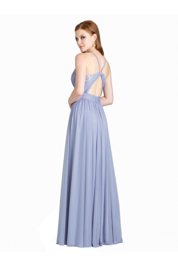Sem Mangas Amor Abrir de volta Chiffon & Renda Linha A Vestidos de Madrinha