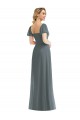 Mangas Bufantes Decote Quadrado Chiffon Linha A Vestidos de Madrinha