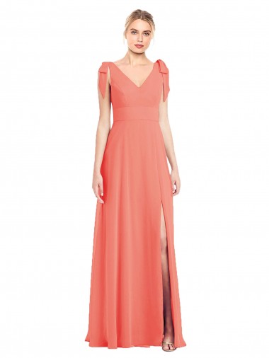 Sem Mangas Decote V Costas em V Chiffon Trombeta Longo Vestidos de Madrinha