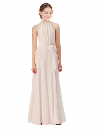 Sem Mangas Barco Chiffon Linha A Vestidos de Madrinha