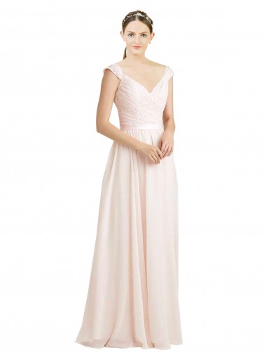 Sem Mangas Amor Abrir de volta Chiffon & Renda Linha A Longo Vestidos de Madrinha