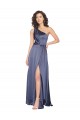 Sem Mangas Um Ombro Cetim Sedoso Linha A Longo Crepúsculo Vestidos de Madrinha / Vestidos de Noite / Vestidos de Festa