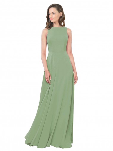 Sem Mangas Decote Quadrado Chiffon Linha A Vestidos de Madrinha