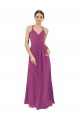 Sem Mangas Decote V Buraco da fechadura Chiffon Bainha Frutos Silvestres Vestidos de Madrinha