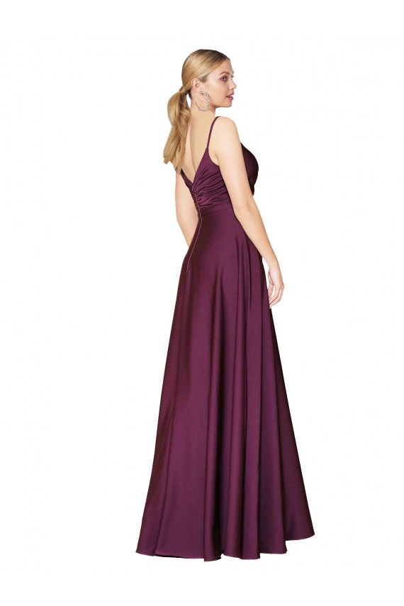 Sem Mangas Alças finas Costas em V Crepe Esticado Linha A Vestidos de Madrinha / Vestidos de Noite / Vestidos de Festa