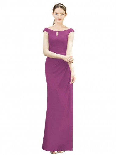 Sem Mangas Decote Barco Chiffon Sereia Longo Vestidos de Madrinha
