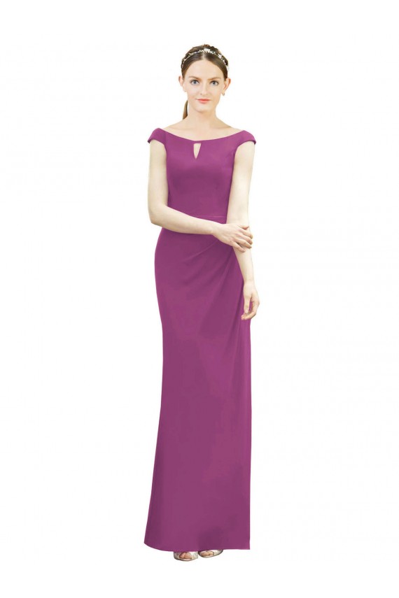 Sem Mangas Decote Barco Chiffon Sereia Longo Vestidos de Madrinha