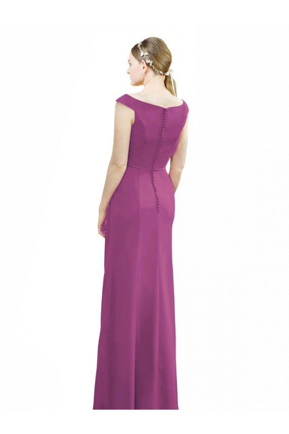 Sem Mangas Decote Barco Chiffon Sereia Longo Vestidos de Madrinha