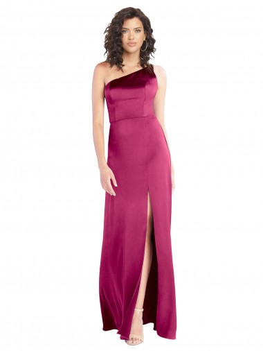 Sem Mangas Um Ombro Abrir de volta Cetim Elástico Linha A Vestidos de Madrinha / Vestidos de Noite / Vestidos de Festa
