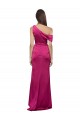 Sem Mangas Um Ombro Cetim Elástico Linha A Longo Fúcsia Vestidos de Madrinha / Vestidos de Noite / Vestidos de Festa