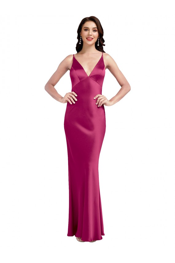 Sem Mangas Alças finas Lombar Cetim Elástico Linha A Vestidos de Madrinha / Vestidos de Noite / Vestidos de Festa