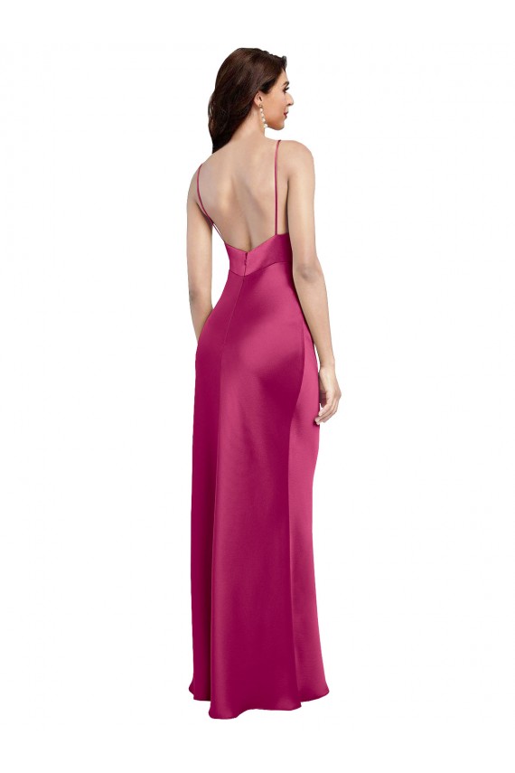 Sem Mangas Alças finas Lombar Cetim Elástico Linha A Vestidos de Madrinha / Vestidos de Noite / Vestidos de Festa